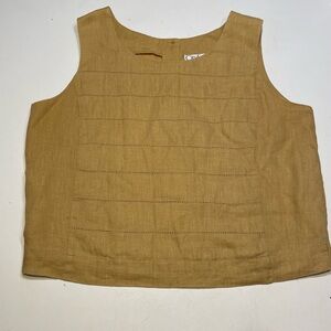 City  Spirit Collection 100% Linen Women's Tan Sleeveless Top